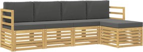vidaXL Σειρά Καναπέ Εξωτερικού 5 pcs Άσπρο και Ανθρακί