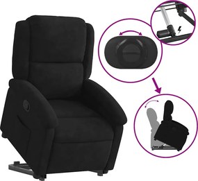 vidaXL Πολυθρόνα Ανακλινόμενη με Ανύψωση Μαύρο Βελούδινη