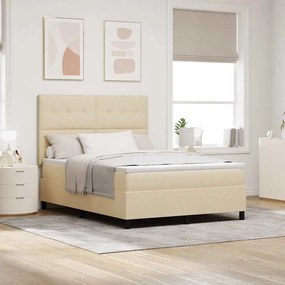 vidaXL Κρεβάτι με ελατήρια με στρώμα Κρεμ 140 x 200 cm ύφασμα