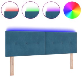 vidaXL LED Κεφαλάρι με Κουμπιά Σαλονιού Σκούρο Μπλε 80 εκ. Βελούδο
