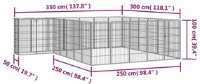 vidaXL Κλουβί Σκύλου 26 Πάνελ Μαύρο 50x100 εκ. Ατσάλι με Βαφή Πούδρας