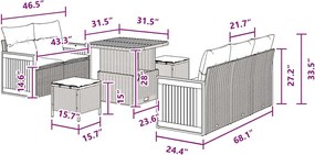 vidaXL Σετ Καναπέ Κήπου με μαξιλάρι 13 pcs Μαύρο