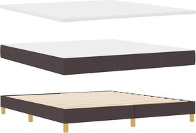 vidaXL LED Κρεβάτι με βάθρο Σκούρο Καφέ 180 x 200 cm ύφασμα