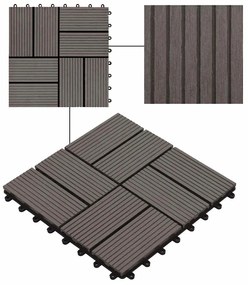 vidaXL Πλακάκια Deck 11 τεμ. Σκούρο Καφέ 30 x 30 εκ. 1 μ² από WPC
