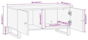 Τραπεζάκι Σαλονιού Καφέ/Μαύρο 80x50x40εκ. από Μασίφ Ξύλο Μάνγκο - Καφέ