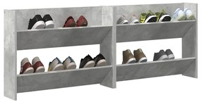 vidaXL Παπουτσοθήκες Τοίχου 2 τεμ. Γκρι Σκυρ. 80x18x60 εκ. Μοριοσανίδα