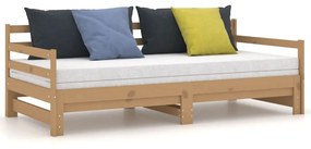vidaXL Καναπές Κρεβάτι Καφέ Μελί 2 x (90 x 200) εκ. Μασίφ Ξύλο Πεύκου