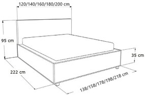 Επενδυμένο κρεβάτι Elixis-Gkri-160 x 200