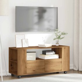 vidaXL Έπιπλο τηλεόρασης με ρόδες Βελανιδιά τεχνίτη 102x34,5x43 cm