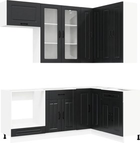 vidaXL Μονάδα κουζίνας KALMAR 8 pcs Μαύρο Επεξεργασμένο Ξύλο