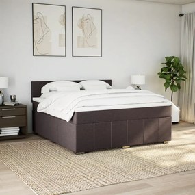 vidaXL Κρεβάτι Boxspring με Στρώμα Σκούρο Καφέ 180x200 εκ Υφασμάτινο