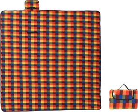 vidaXL Κουβέρτα Πικ-Νικ Πτυσσόμενη Πολύχρωμη Καρό 200x200εκ. Βελούδινη