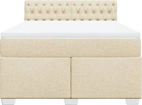 vidaXL Κρεβάτι Boxspring με Στρώμα Κρεμ 140x200 εκ. Υφασμάτινο