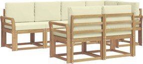 vidaXL Σειρά Καναπέ Εξωτερικού 7 pcs Λευκό και Κρεμ Πολυεστέρας