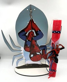 Τύπου Spiderman Σπάιντερμαν Αρωματική λαμπάδα ν.4 - Σετ Λαμπάδα και πλάτη με βάση