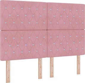 vidaXL Κρεβάτι box spring με στρώμα Ροζ 140 x 200 cm Βελούδο