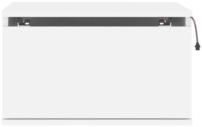 Κομοδίνο Επιτοίχιο με Φώτα LED Λευκό - Λευκό