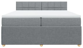 vidaXL Κρεβάτι Boxspring με Στρώμα Ανοιχτό Γκρι 200x200 εκ. Υφασμάτινο