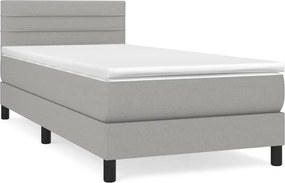 vidaXL Κρεβάτι Boxspring με Στρώμα Ανοιχτό Γκρι 80x200 εκ. Υφασμάτινο