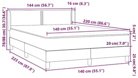 Box Spring Κρεβάτι με στρώμα Σκούρο πράσινο 140x220cm Βελούδινο - Πράσινο