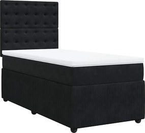 vidaXL Κρεβάτι Boxspring με Στρώμα Μαύρο 80 x 200 εκ. Βελούδινο