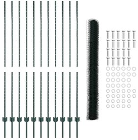 vidaXL Σετ Φράκτη Πράσινο 150x2500 εκ. Μέταλλο