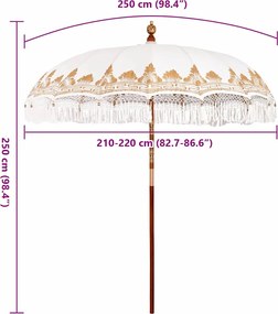 vidaXL Μπαλινέζικη Ομπρέλα Κρεμ 215 x 215 x 260 εκ. Βαμβάκι