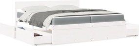 vidaXL Κρεβάτι με Συρτάρια+Στρώμα Λευκό 200x200 εκ. Μασίφ Ξύλο Πεύκο