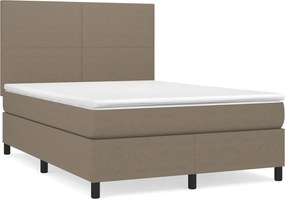 vidaXL Κρεβάτι Boxspring με Στρώμα Taupe 140x190 εκ. Υφασμάτινο