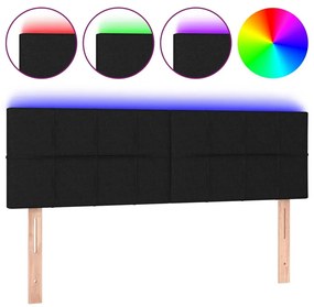 Κεφαλάρι Κρεβατιού LED Μαύρο 144x5x78/88 εκ. Υφασμάτινο - Μαύρο