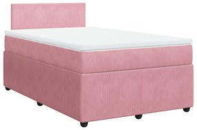 vidaXL Κρεβάτι Boxspring με Στρώμα Ροζ 120x200 εκ. Βελούδινο