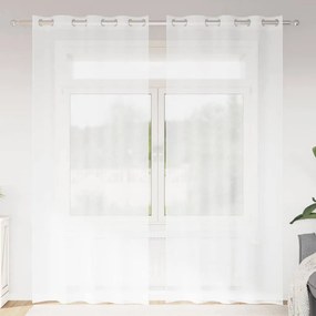 vidaXL Κουρτίνα βυσσινί 2 pcs Λευκό 245 x 140 εκ. Πολυεστέρας
