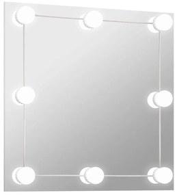 vidaXL Καθρέφτης Τοίχου Τετράγωνος με Φωτισμό LED Γυάλινος