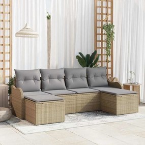 vidaXL Σετ Καναπέ Κήπου 6 pcs Μπεζ, ανοιχτό γκρι Πολυ ράταν