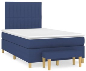 Κρεβάτι Boxspring με Στρώμα Μπλε 120x190 εκ. Υφασμάτινο - Μπλε