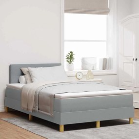 vidaXL Κρεβάτι box spring με στρώμα Ανοιχτό γκρι 120 x 190 cm ύφασμα