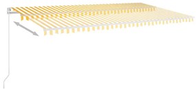 Τέντα Συρόμενη Αυτόματη με Στύλους Κίτρινο/Λευκό 6x3 μ. - Κίτρινο