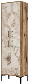 Παπουτσοθήκη Berlin 845HCT4103 60x35x200cm Marble Effect White-Walnut Particle Board, Metal