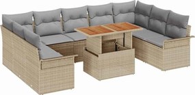 vidaXL Σετ Καναπέ Κήπου με αποθήκευση 10 pcs Μπεζ Πολυ ράταν