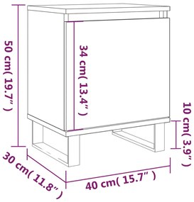 Κομοδίνα 2 τεμ. Γκρι Σκυρ. 40x30x50 εκ. από Επεξεργασμένο Ξύλο - Γκρι