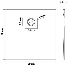 Βάση Ντουζιέρας Μαύρη 90 x 90 εκ. από SMC - Μαύρο