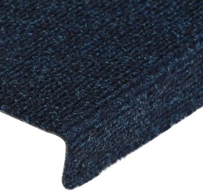 vidaXL Πατάκια Σκάλας 15 τεμ. Μπλε 65x21x4 εκ. από Βελονιασμένο Ύφασμα