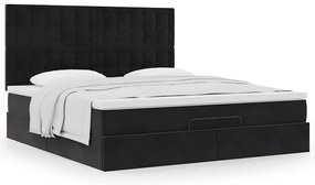vidaXL Οθωμανικό κρεβάτι με στρώματα Μαύρο 160x200cm Velvet