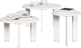 vidaXL Τραπεζάκι σαλονιού 3 pcs Λευκό Μασίφ ξύλο πεύκου