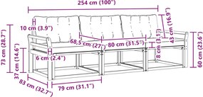 vidaXL Σειρά Καναπέ Εξωτερικού με μαξιλάρι 3 pcs Λευκό και Κρεμ
