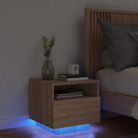 Κομοδίνο με Φώτα LED Sonoma Δρυς 40 x 39 x 37 εκ.