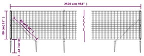 vidaXL Συρματόπλεγμα Περίφραξης Πράσινο 0,8 x 25 μ. με Καρφωτές Βάσεις