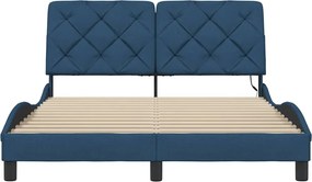 vidaXL Πλαίσιο κρεβατιού με LED χωρίς στρώμα Μπλε 120x200 cm Ύφασμα