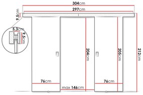 Συρόμενες πόρτες Dover 199, 38 kg, Γραφίτης, Πλαστικοποιημένη μοριοσανίδα, Γκρι, Αλουμίνιο | Epipla1.gr