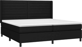 vidaXL Κρεβάτι Boxspring με Στρώμα Μαύρο 200x200 εκ. Υφασμάτινο